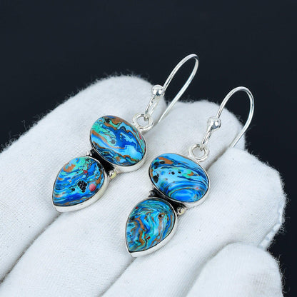 Rainbow Calsilica Gemstone Earrings