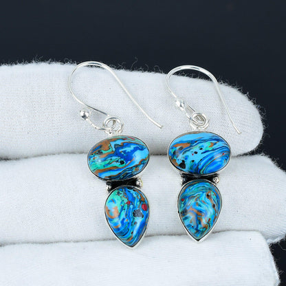 Rainbow Calsilica Gemstone Earrings