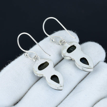 Blue Labradorite Gemstone Silver Earrings