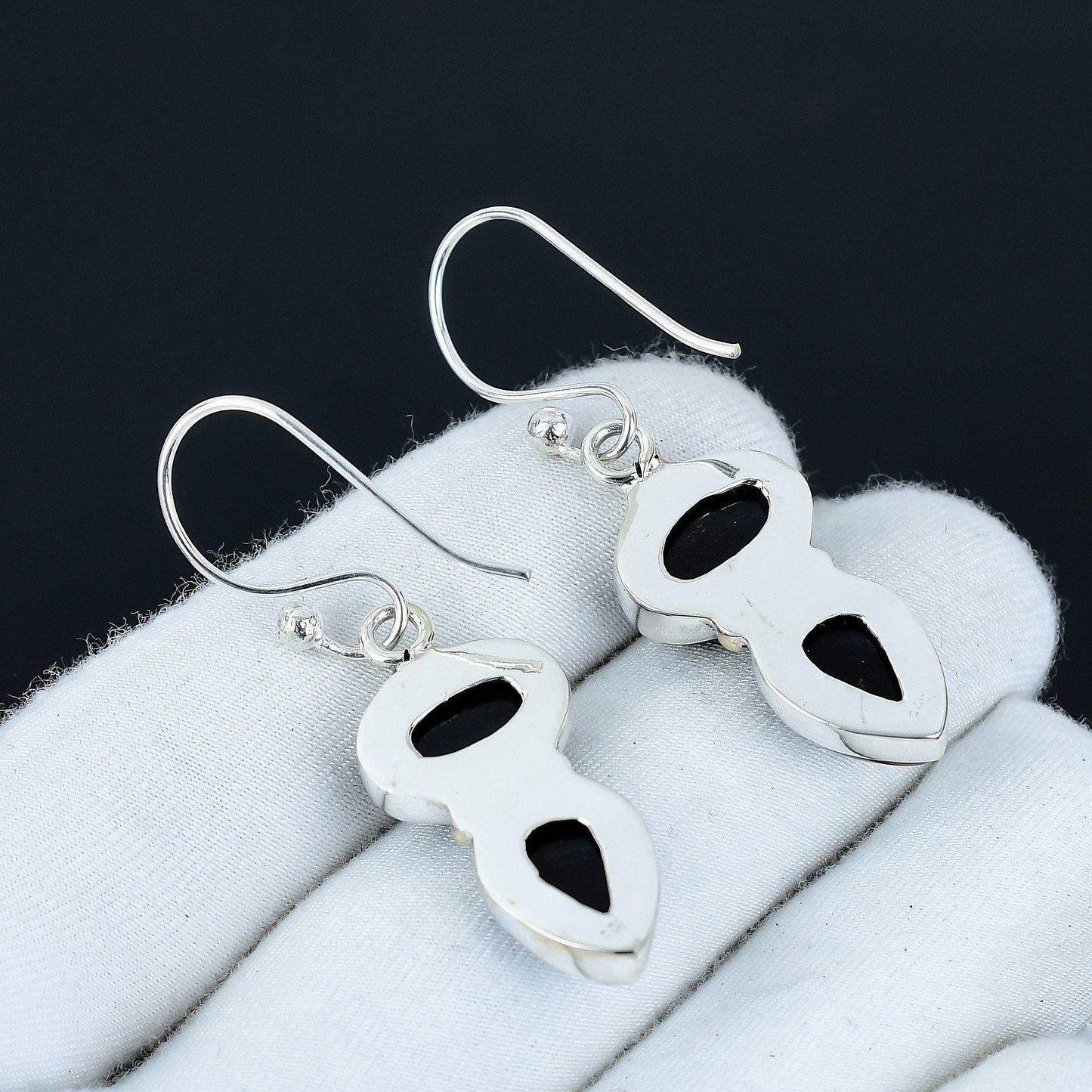 Black Onyx Gemstone Sterling Silver Earrings