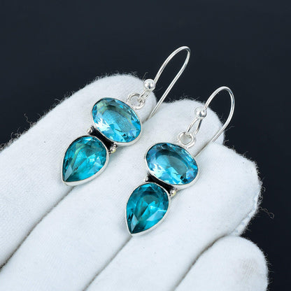 Swiss Blue Topaz Gemstone Earrings