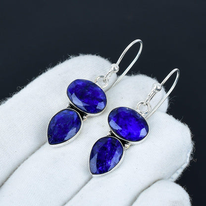 Blue Sapphire Gemstone Earrings