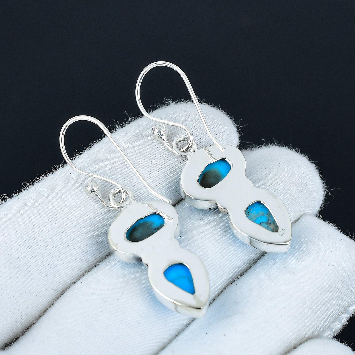 Sleeping Beauty Turquoise Gemstone Silver Earrings