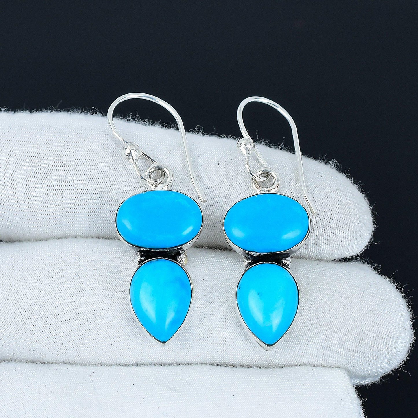 Sleeping Beauty Turquoise Gemstone Silver Earrings