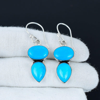 Sleeping Beauty Turquoise Gemstone Silver Earrings