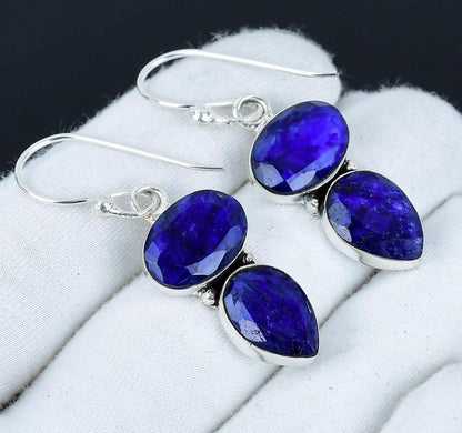 Blue Sapphire Gemstone Earrings