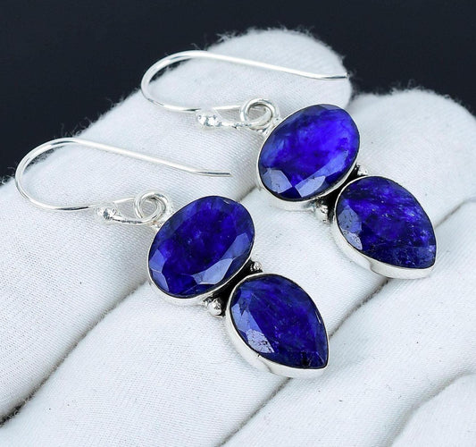 Blue Sapphire Gemstone Earrings