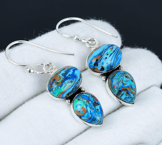 Rainbow Calsilica Gemstone Earrings