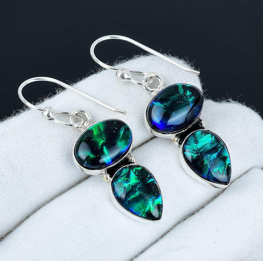 Red Fire Opal Gemstone Sterling Silver Earrings