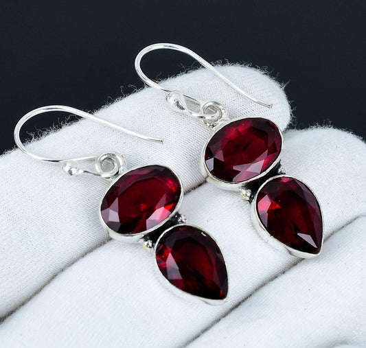 Red Garnet Gemstone Earrings