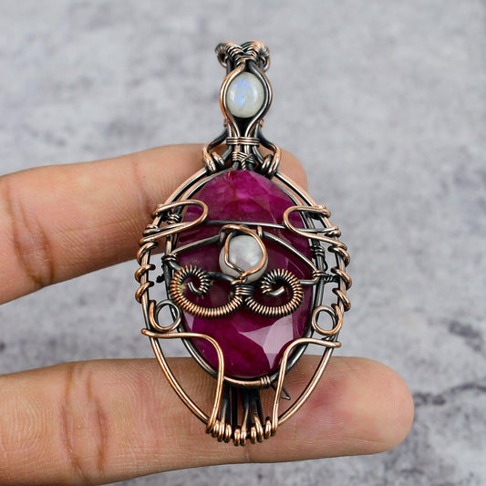 Red Ruby Gemstone Eye of Ra Pendant