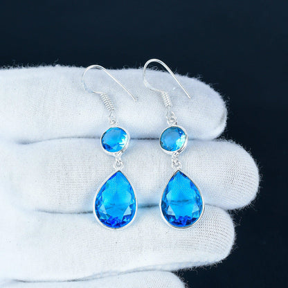 Swiss Blue Topaz Sterling Silver Earrings