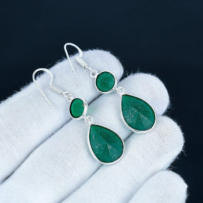 Green Emerald Gemstone Earrings
