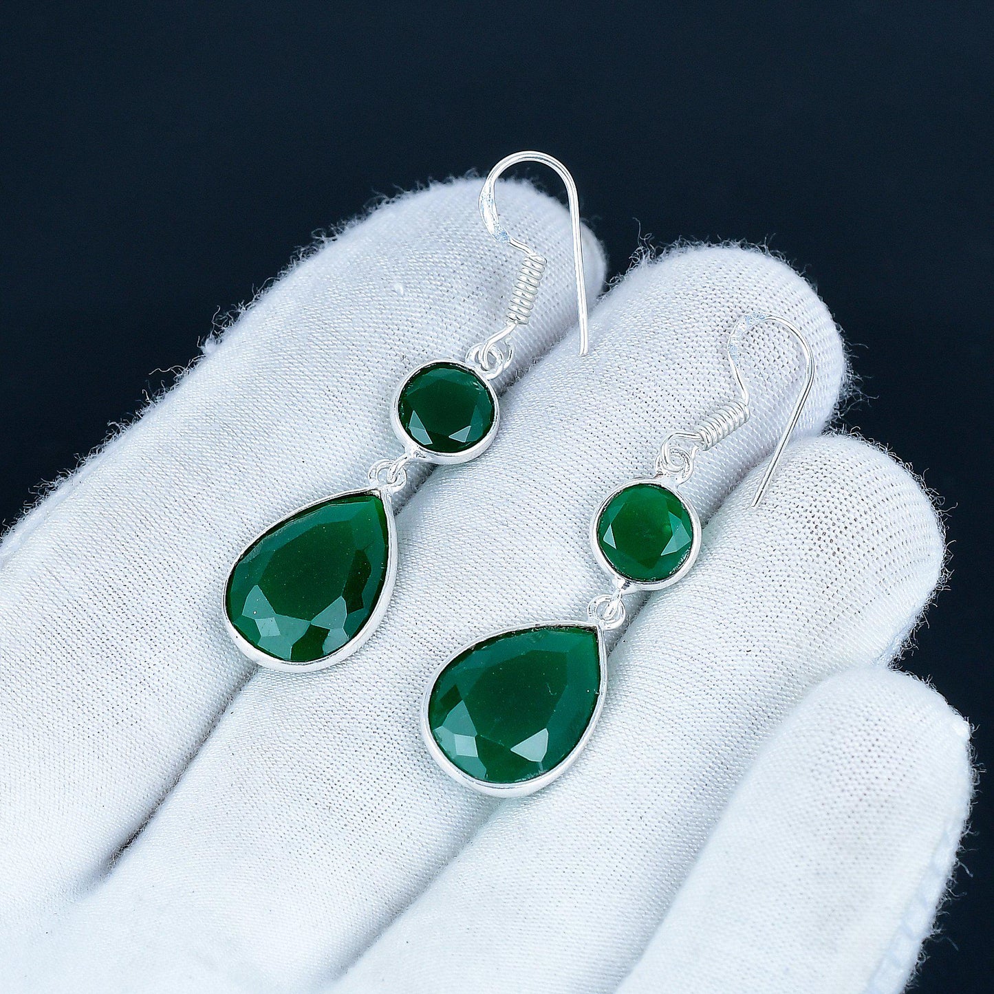 Green Emerald Gemstone Earrings