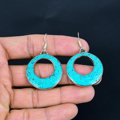 Turquoise Gemstone 925 Silver Earrings