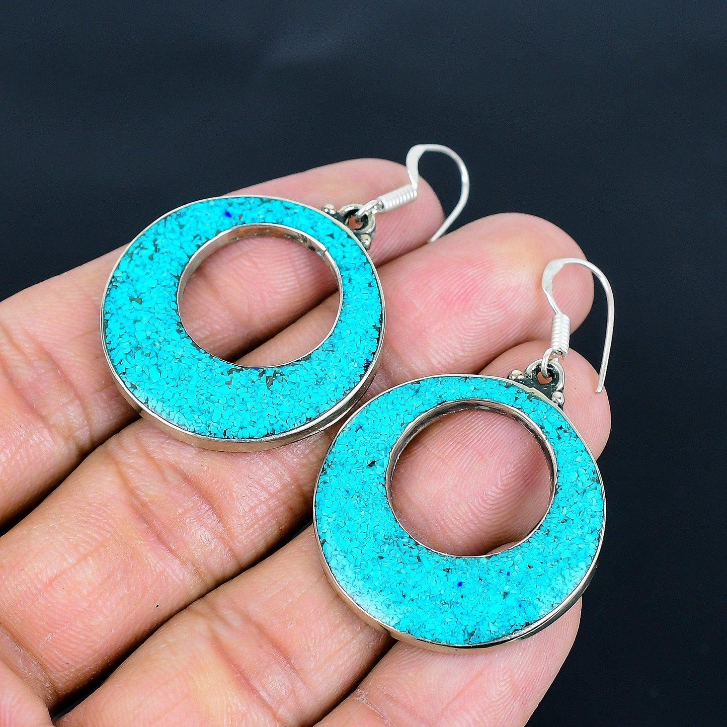 Turquoise Gemstone 925 Silver Earrings