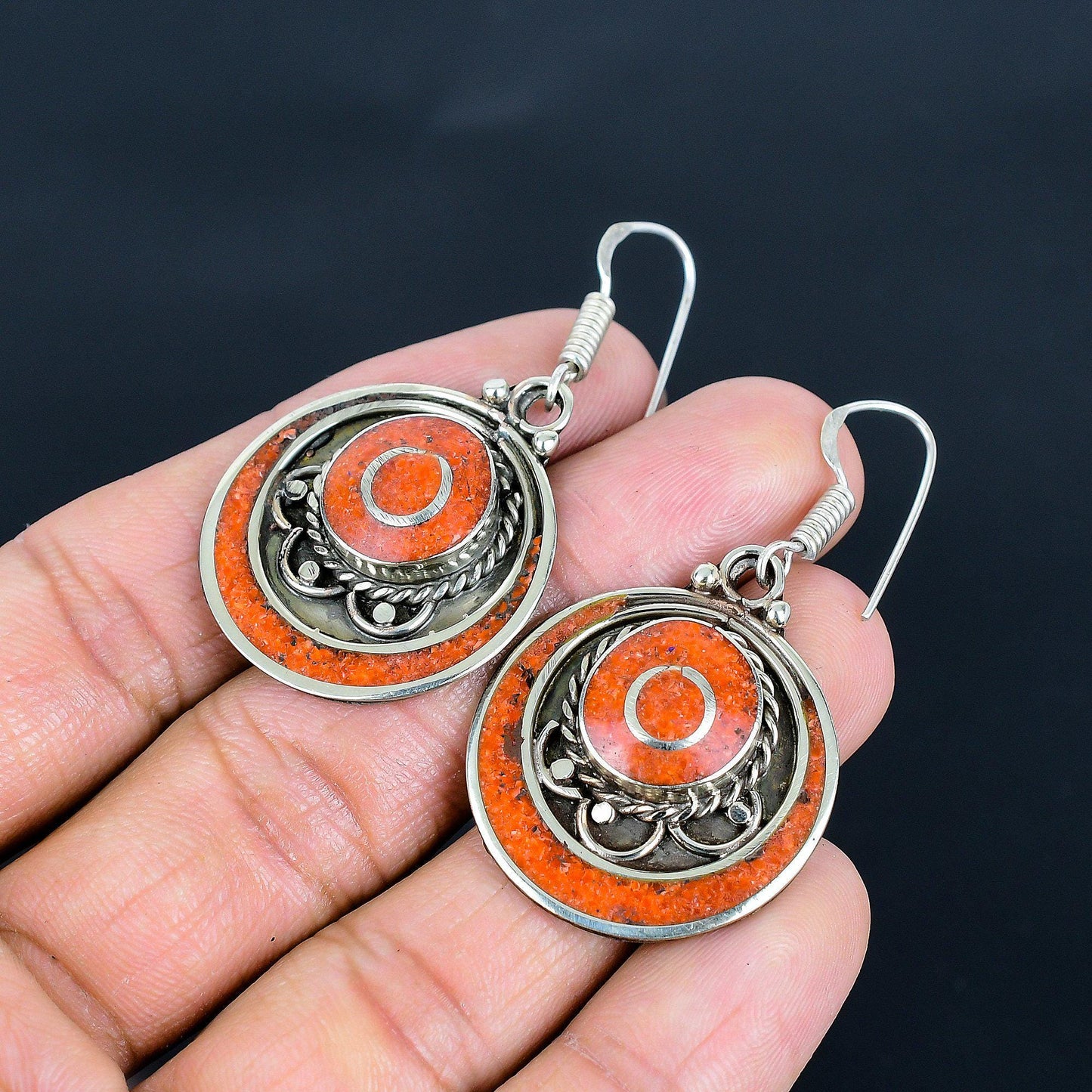 Red Coral Gemstone Earrings