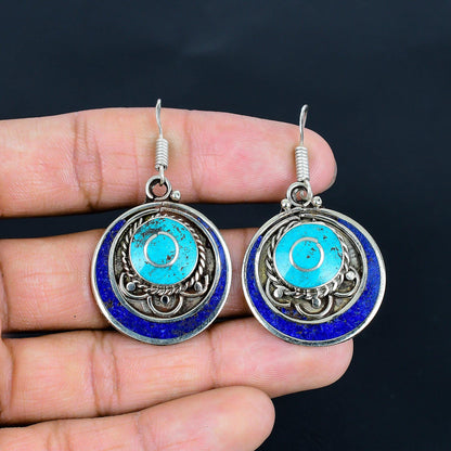 Turquoise & Lapis Lazuli Gemstone Earrings