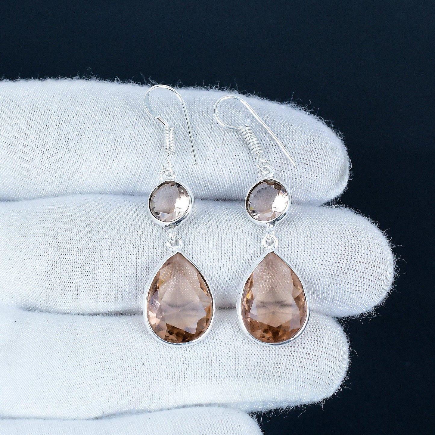 Pink Morganite Gemstone Sterling Silver Earrings