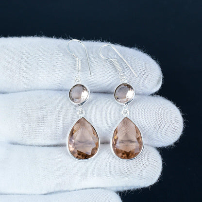 Pink Morganite Gemstone Sterling Silver Earrings