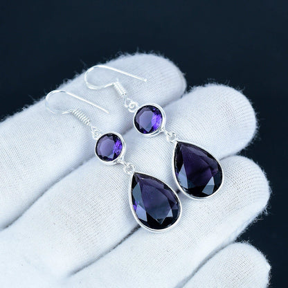Purple Amethyst Sterling Silver Earrings