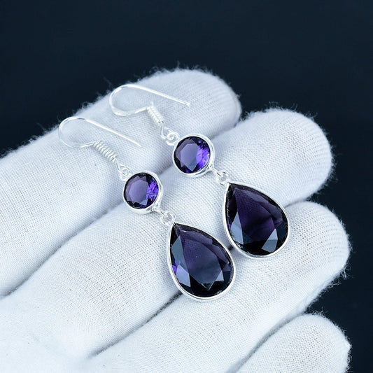 Purple Amethyst Sterling Silver Earrings