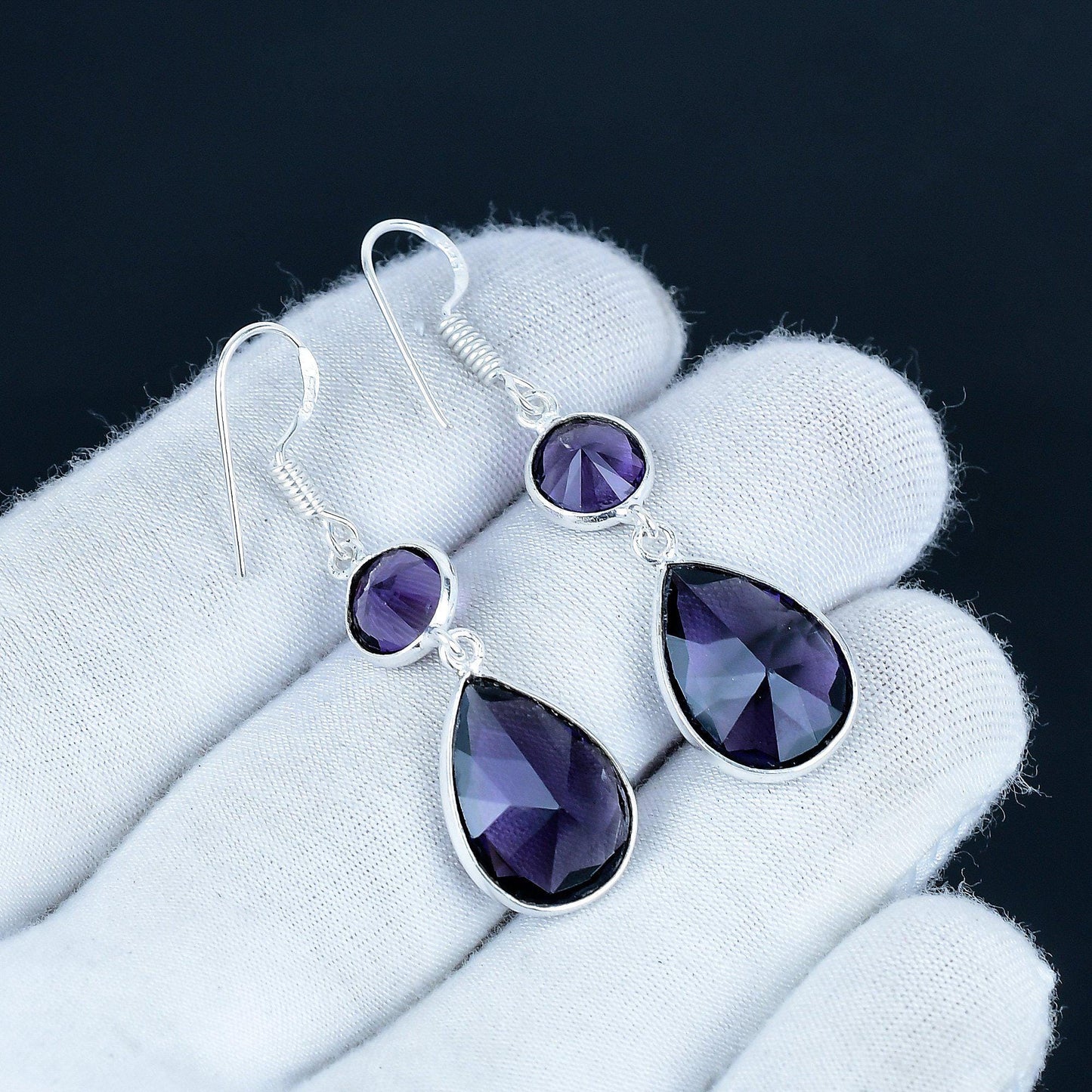 Purple Amethyst Sterling Silver Earrings