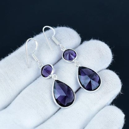 Purple Amethyst Sterling Silver Earrings