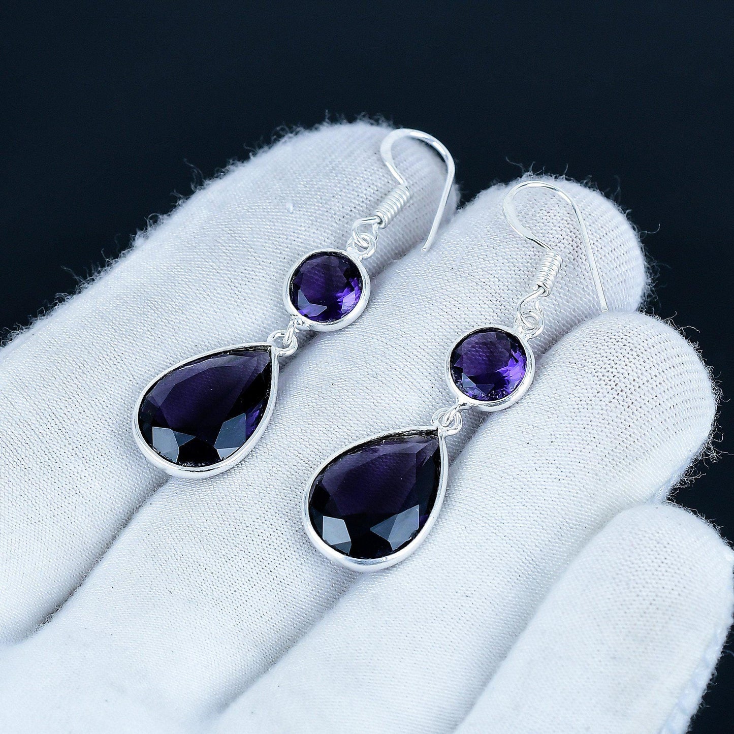 Purple Amethyst Sterling Silver Earrings