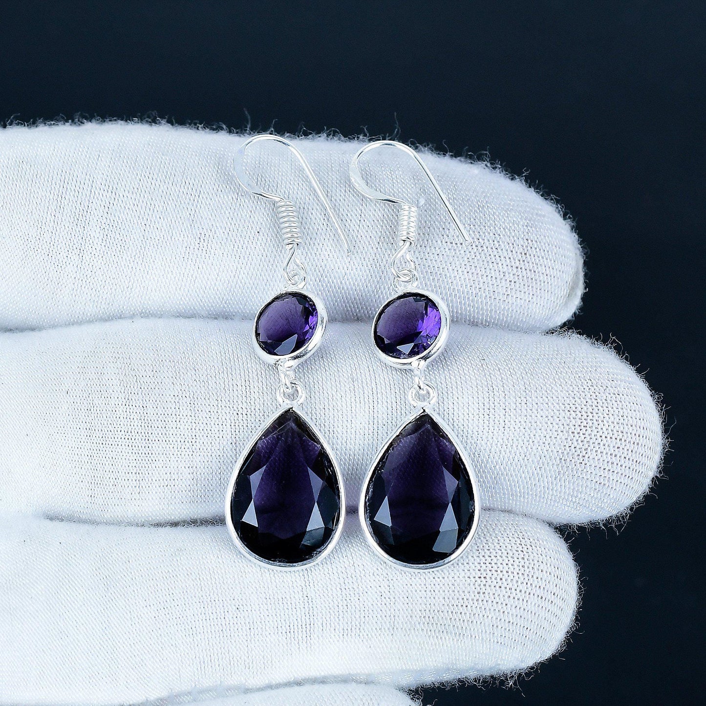 Purple Amethyst Sterling Silver Earrings