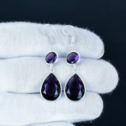 Purple Amethyst Sterling Silver Earrings