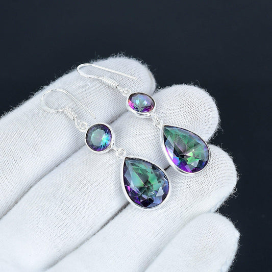 Rainbow Mystic Topaz Gemstone Earrings