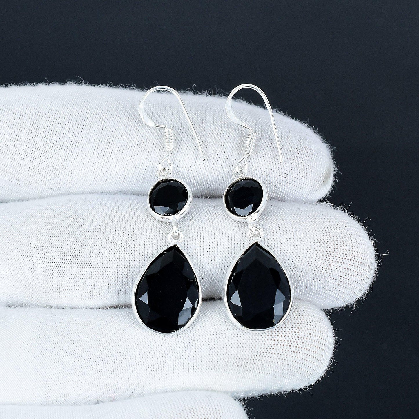 Black Spinel Sterling Silver Earrings