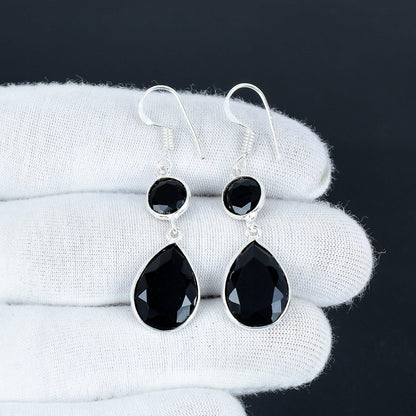 Black Spinel Sterling Silver Earrings