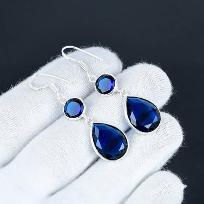 Sterling Silver Blue Sapphire Earrings