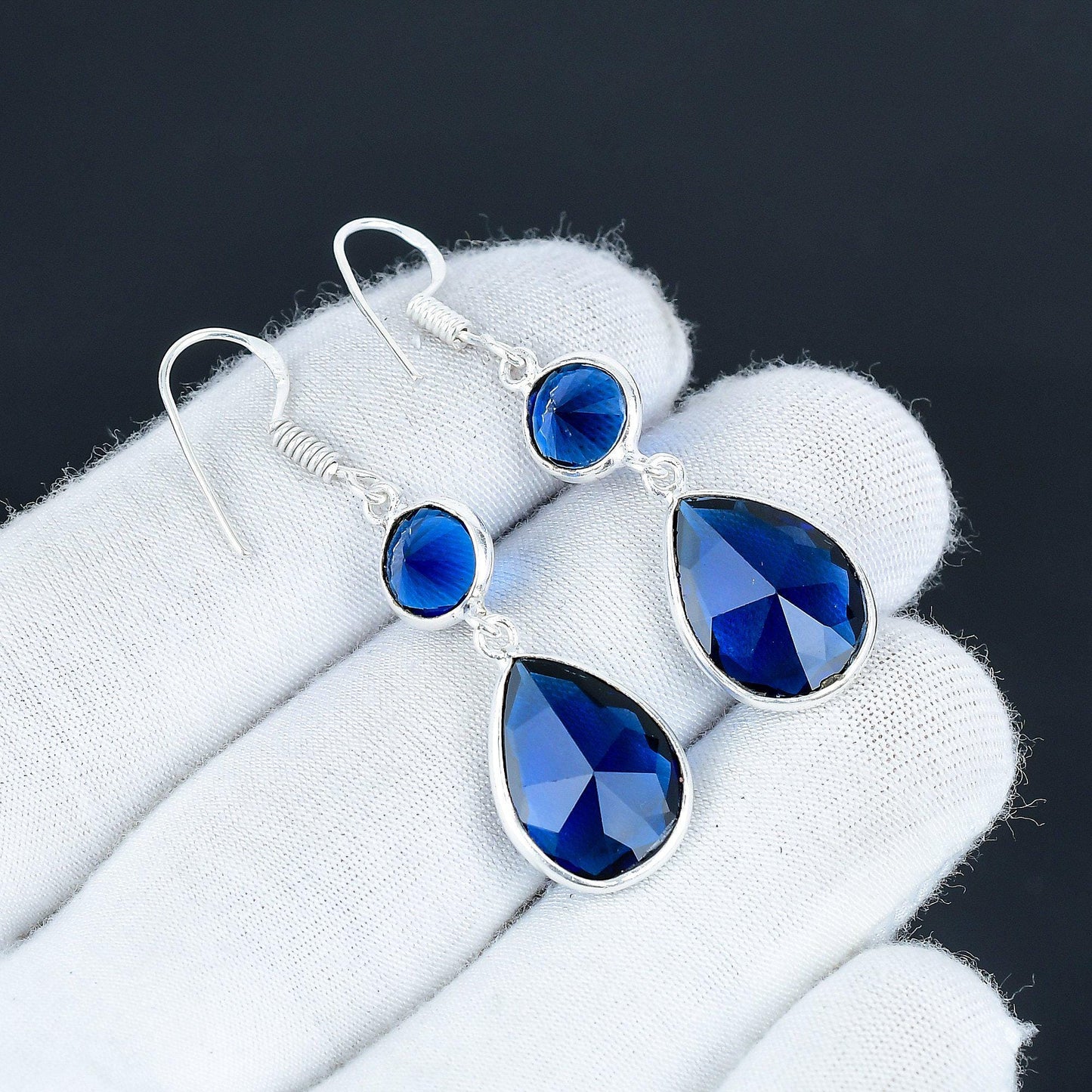Sterling Silver Blue Sapphire Earrings