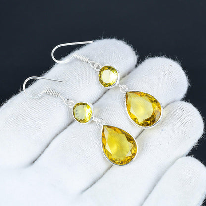 Yellow Citrine Gemstone Earrings