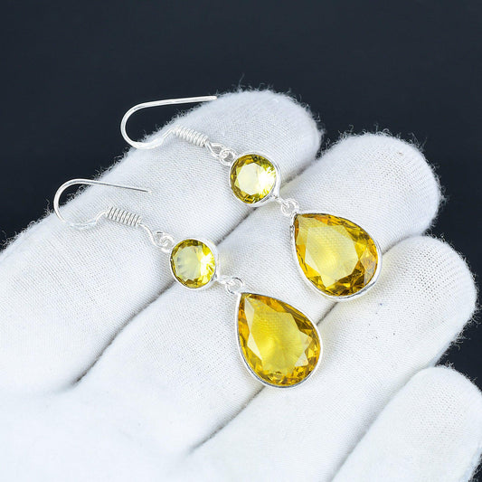Yellow Citrine Gemstone Earrings