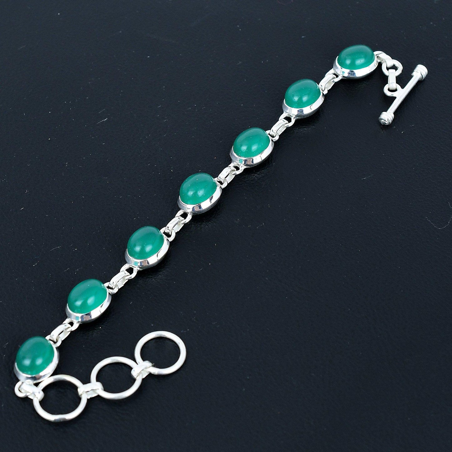 Green Onyx Sterling Silver Bracelet