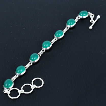 Green Onyx Sterling Silver Bracelet