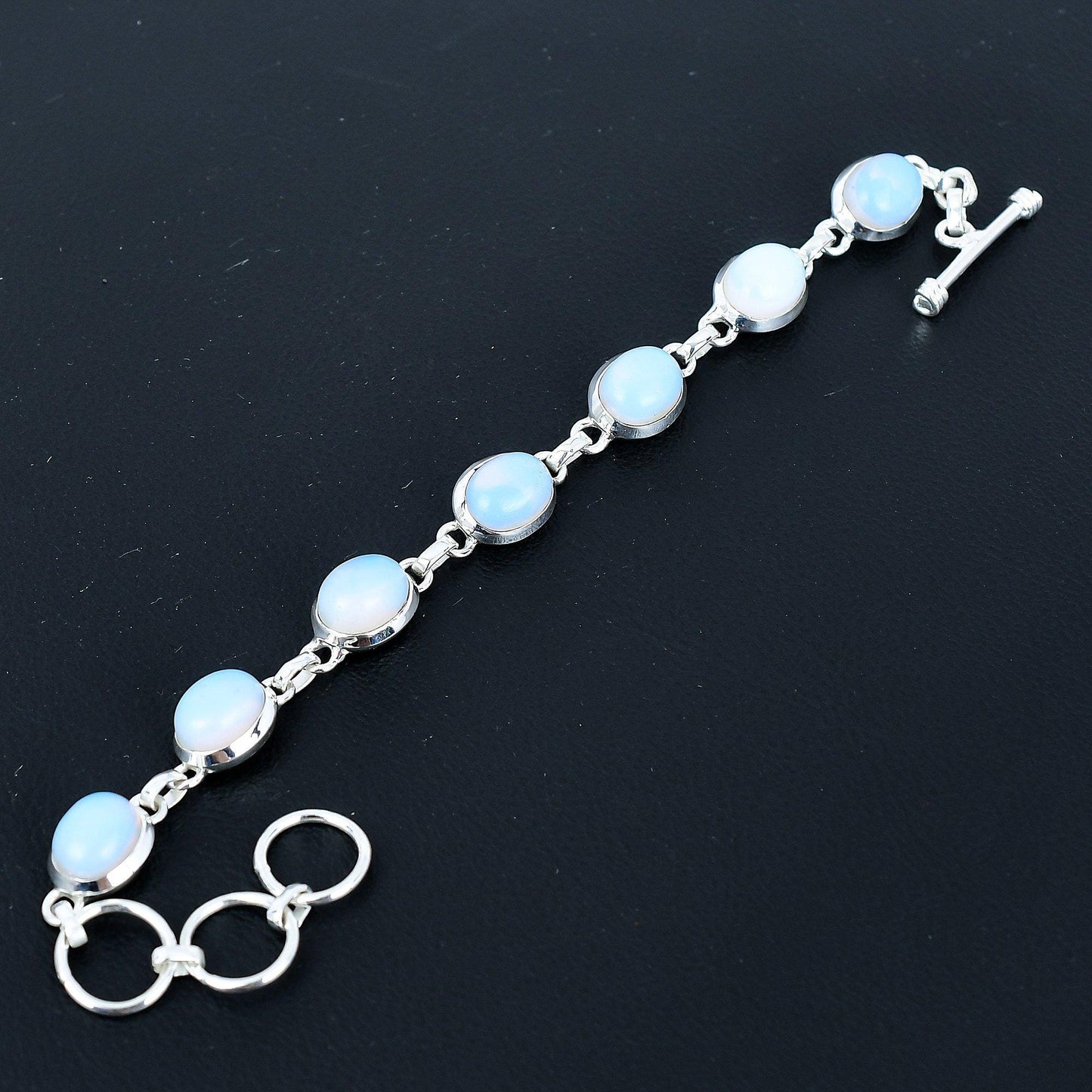 Milky Opal Gemstone Sterling Silver Bracelet