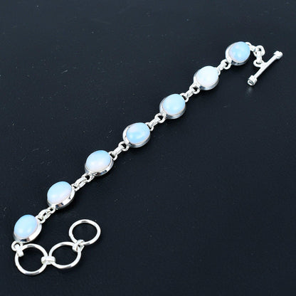 Milky Opal Gemstone Sterling Silver Bracelet