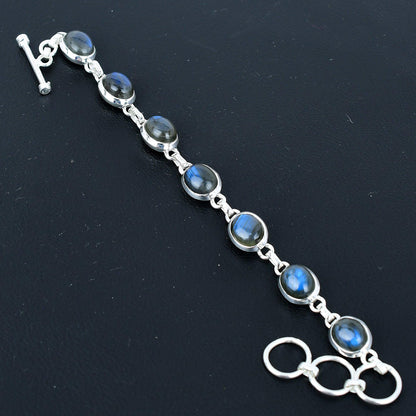 Blue-Grey Labradorite Gemstone Bracelet