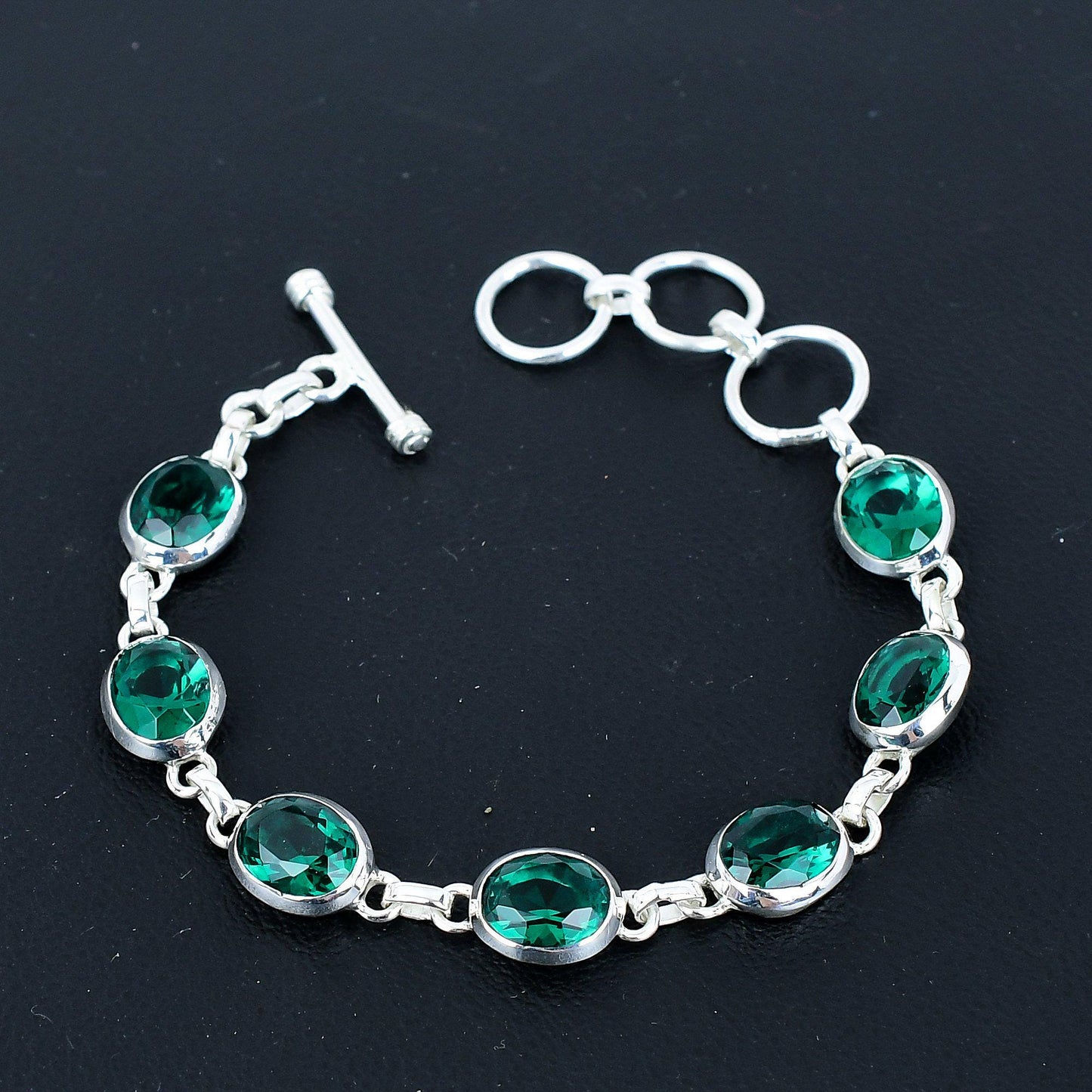 Green Apatite 925 Sterling Silver Bracelet