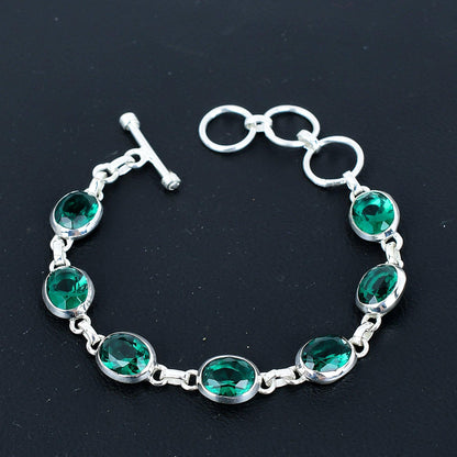 Green Apatite 925 Sterling Silver Bracelet