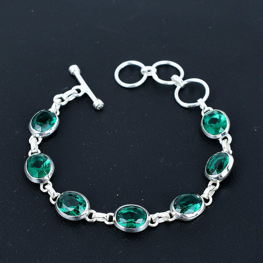 Green Apatite 925 Sterling Silver Bracelet
