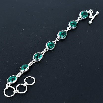 Green Apatite 925 Sterling Silver Bracelet