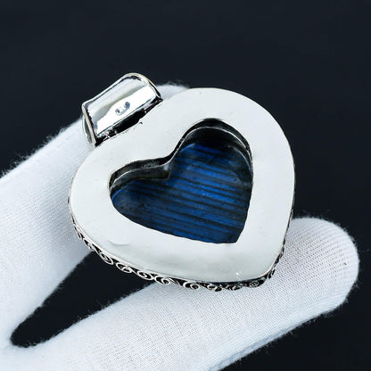 Blue Flash Labradorite Heart Pendant