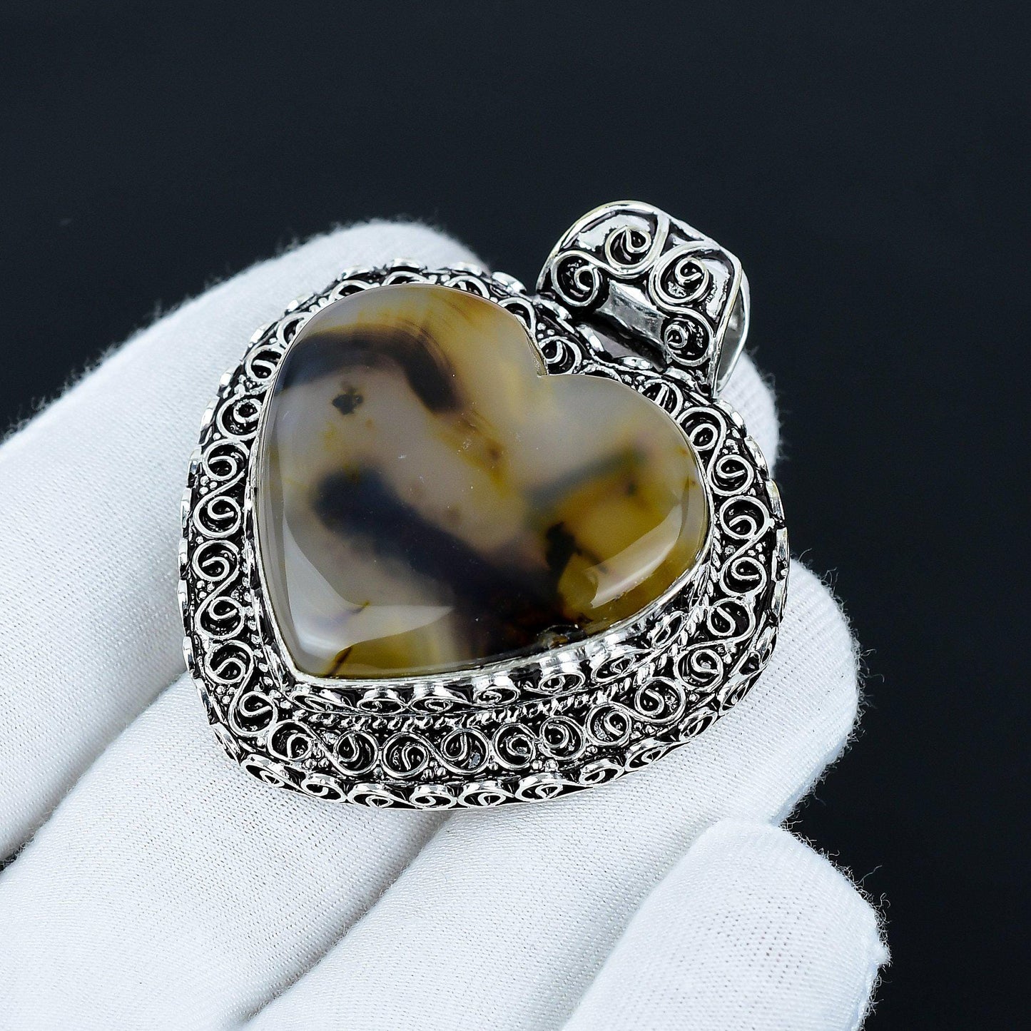 Green Montana Agate Heart Pendant