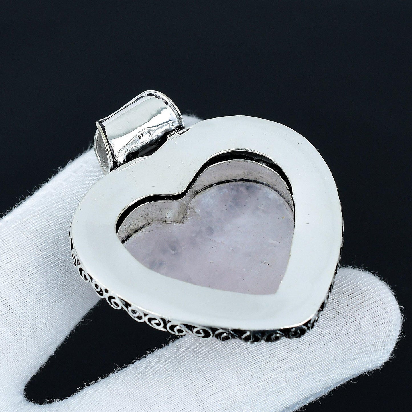 Sterling Silver Rose Quartz Heart Pendant